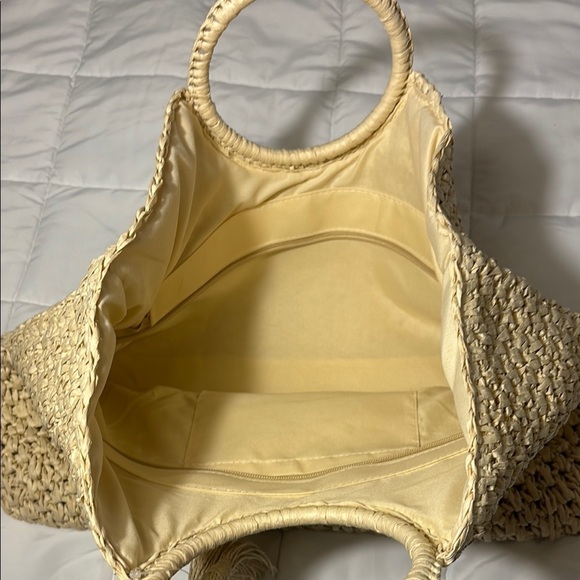 A.N.A. Tan Woven Tote Bag with Tassel - Picture 2 of 9